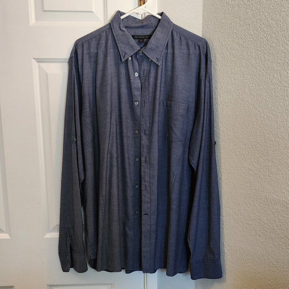 John Varvatos Button Down Shirt, Color Navy, Size XXL